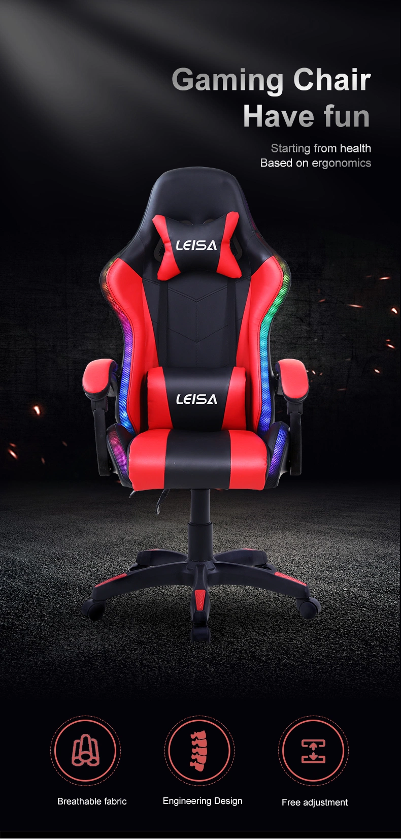 Factory Direct Sales of Large and High Rotating Leather PU Office Chair Ergonomic Gaming Chair